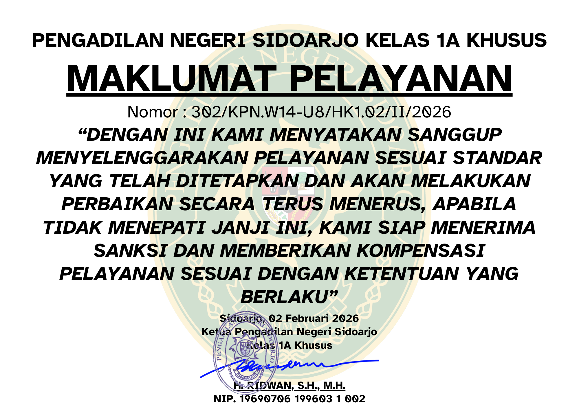 Maklumat Pelayanan